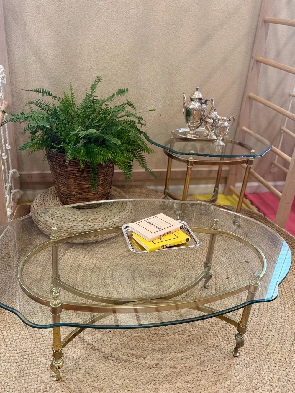 Hollywood Style Regency Brass Swan Table